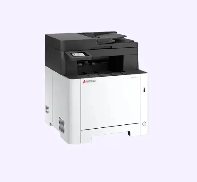 Kyocera ECOSYS MA2101cfx colour A4 multifunction printer in a modern office setup.