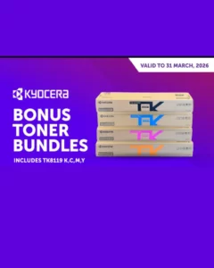 Kyocera bonus toner bundle promotion with bonus toner included, available until 31 March 2026