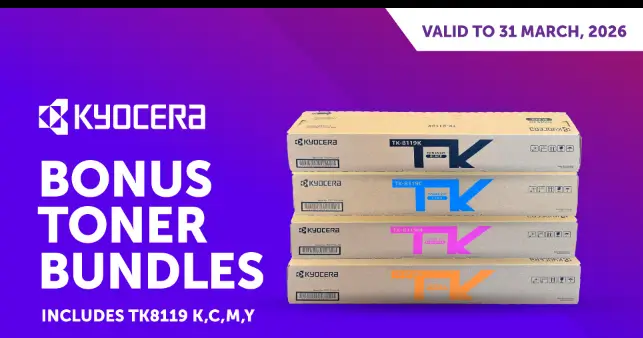 Buy Kyocera ECOSYS M8124cidn or M8130cidn and receive a bonus TK-8119 toner bundle.