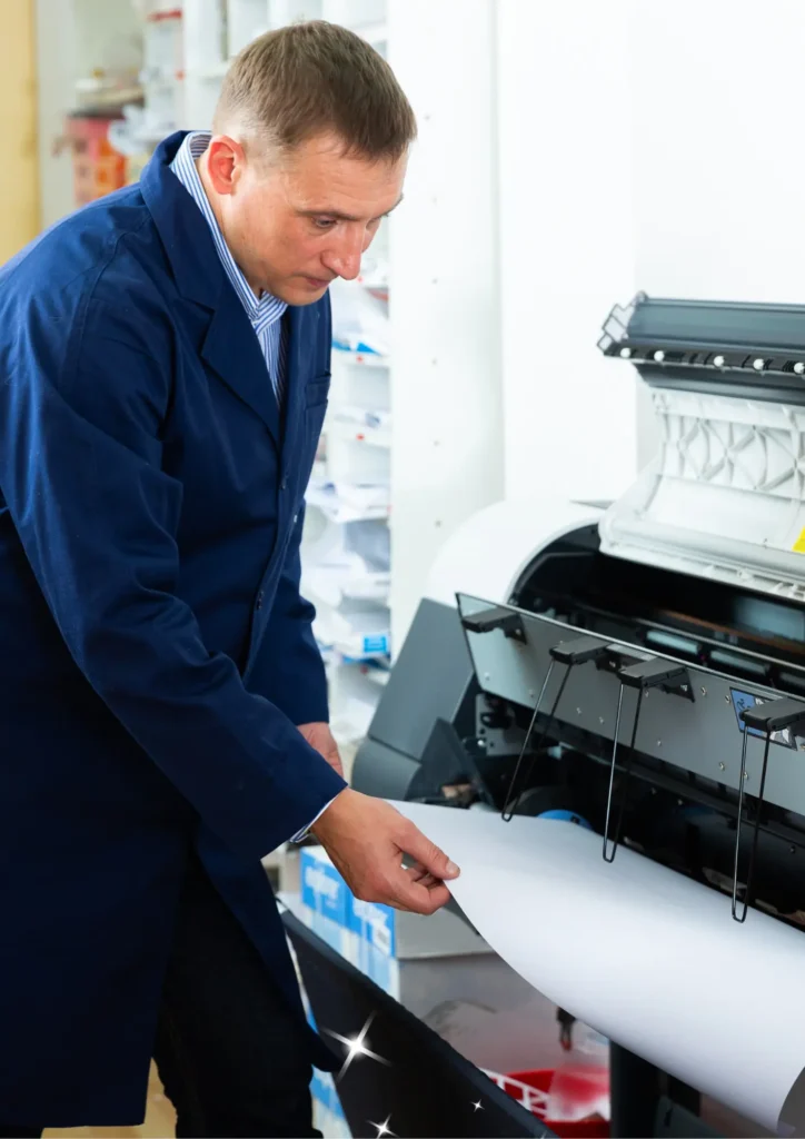 Large-format printer printing architectural plans