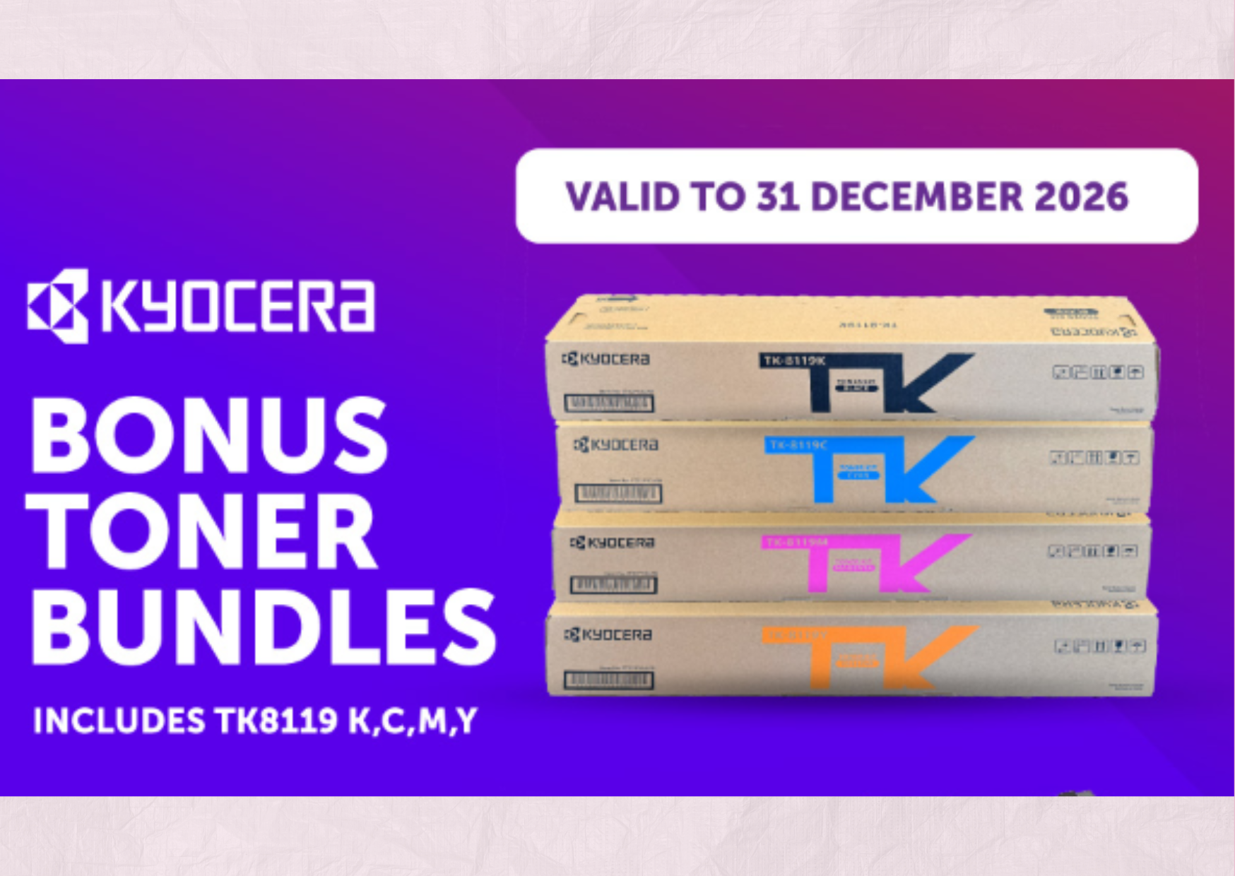 Kyocera TK8119 C K M Y toner cartridges